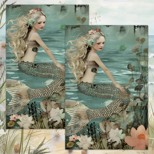 PAPEL DE SEDA O DECOUPAMENTO DE POND DA MERMAID (THE MERMAID'S POND DECOUPAGE TISSUE PAPER)