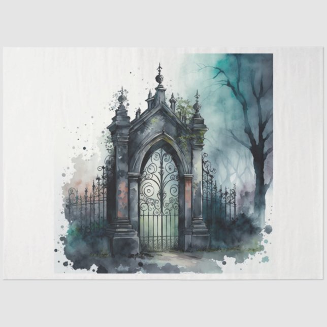 Papel De Seda O Design 11 da série Gótica Cemetery Gate (Frente )