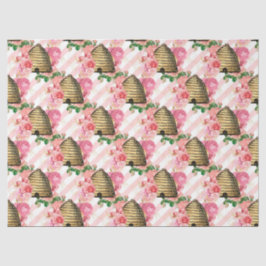 Papel De Seda O Design da Série Abelha Rosa e Dourada 15 Tissue