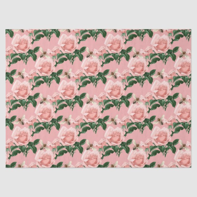 Papel De Seda O Design da Série Abelha Rosa e Dourada 16 Tissue  (Frente )