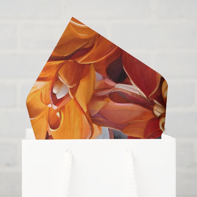 Papel De Seda O Design de Padrão Floral Laranja (Sacola de presentes)