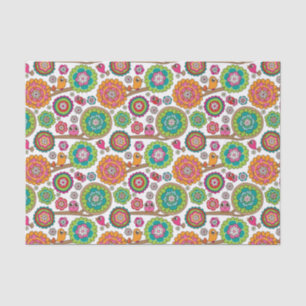 Papel De Seda o doodle floresce o teste padrão do fundo