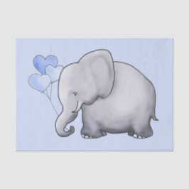 Papel De Seda O elefante bonito com coração Balloons o chá do