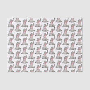 Papel De Seda O elefante bonito do bebê da aguarela com cora &