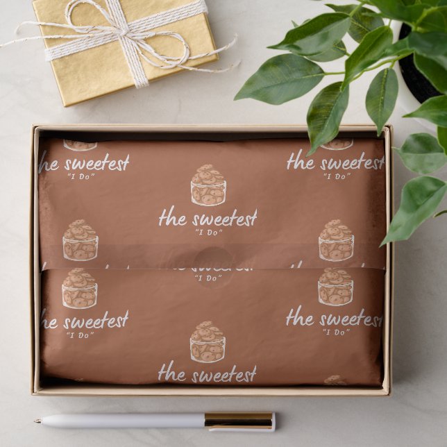 Papel De Seda O 'Eu Dou' Mais Doce | Casamento Marrom e Branco  (Presente)