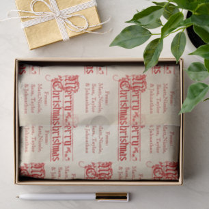 Papel De Seda O Feliz Natal do vintage de personaliza-o feito