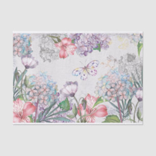 Papel De Seda O jardim da aguarela floresce a libélula da