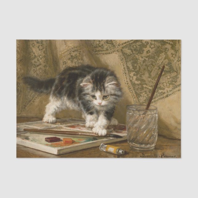 Papel De Seda O jovem artista de Henriette Ronner-Knip (Frente )