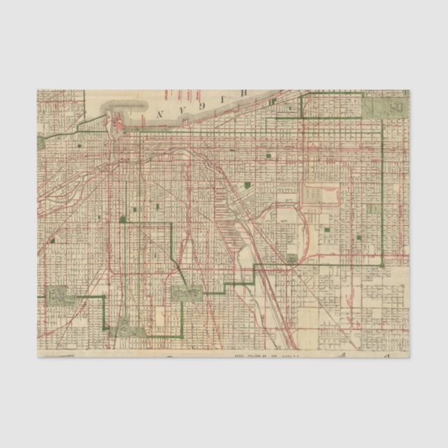 Papel De Seda O mapa de Blanchard de Chicago (Frente )