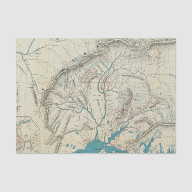 Papel De Seda O mapa de Sleem de Alaska central (Frente )