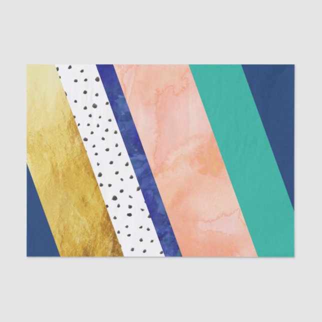 Papel De Seda O marinho Dourado da cerceta do pêssego pontilha o (Frente )