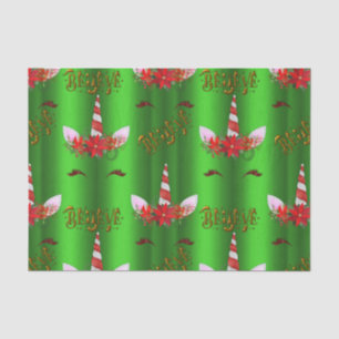 Papel De Seda O Natal do unicórnio acredita o verde