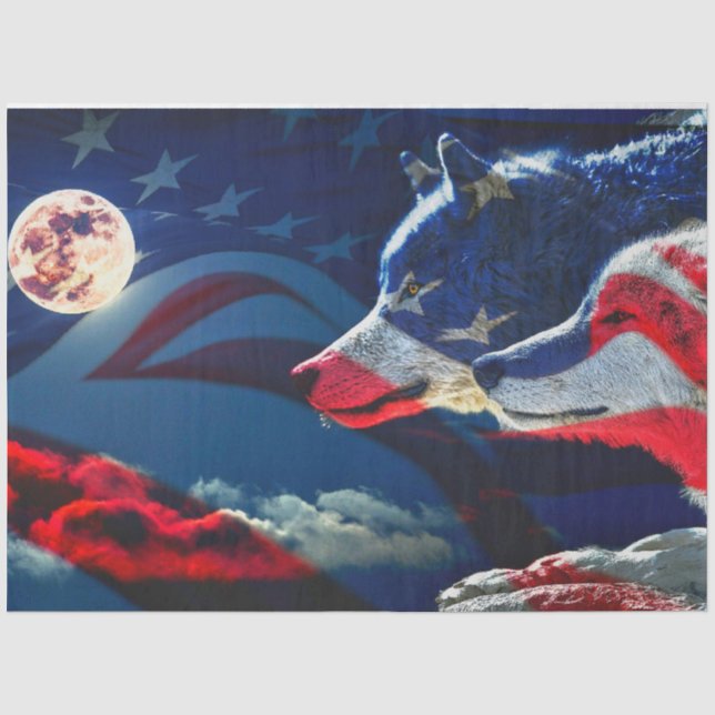 Papel De Seda O orgulho americano Wolf de Flag (Frente )
