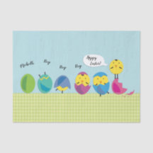 O pintinho do felz pascoa adiciona o nome