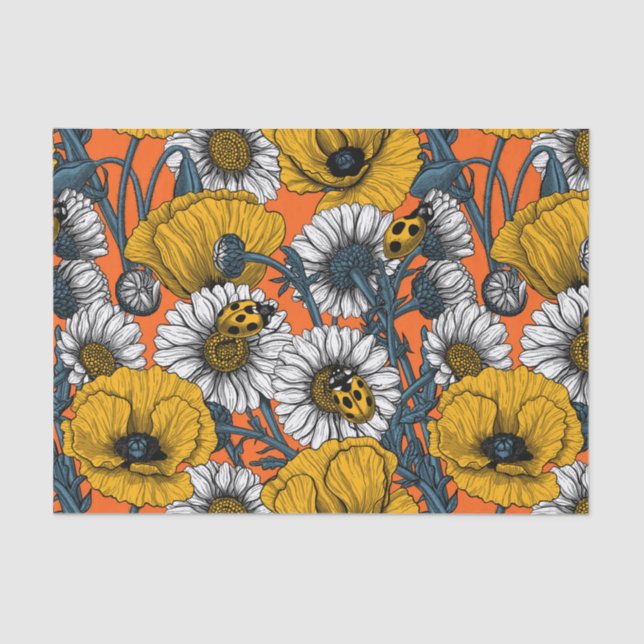 Papel De Seda O prado em amarelo e azul (Frente )