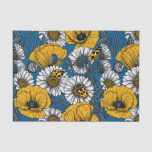 Papel De Seda O prado em amarelo e azul