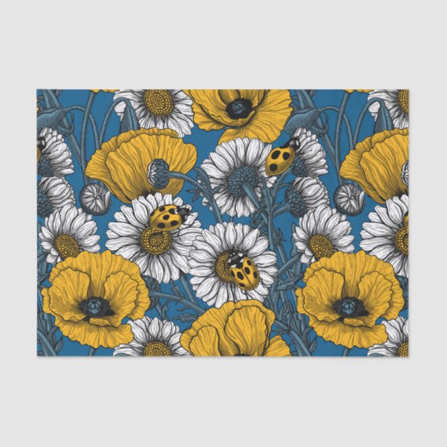 Papel De Seda O prado em amarelo e azul (Frente )