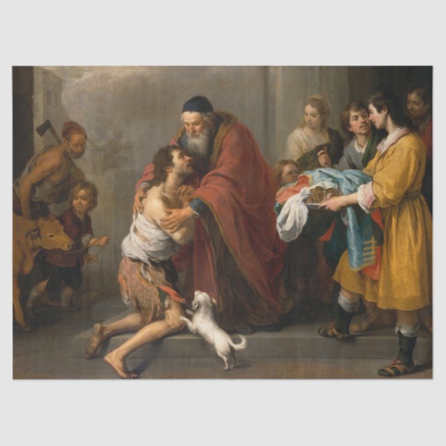 Papel De Seda O regresso do filho pródigo, 1670, de Murillo (Frente )
