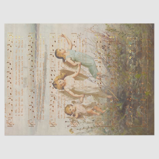 Papel De Seda O Santa Noite com Anjos (Frente )