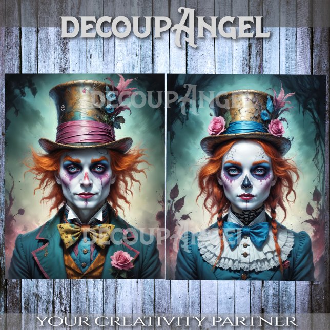 Papel De Seda O Sr. e a Sra. Mad Hatters Decoupage (Criador carregado)