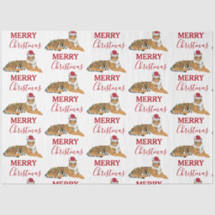 Papel De Seda O Tigre de Natal é um animal engraçado com o Papai