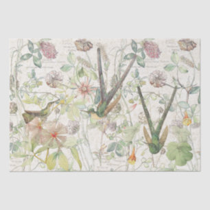 Papel De Seda O trevo dos pássaros do colibri floresce o lenço
