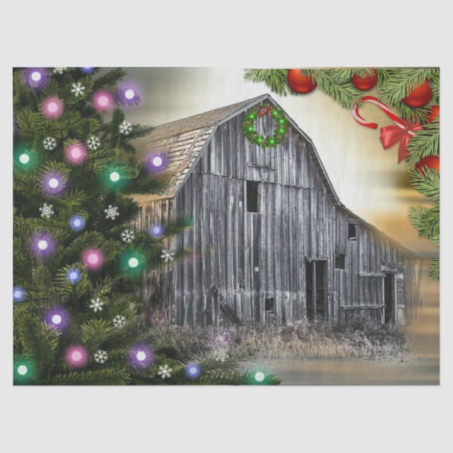 Papel De Seda O Velho Natal do Barn (Frente )
