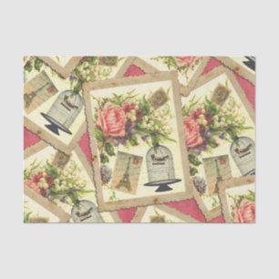 Papel De Seda O vintage aumentou, torre Eiffel, & cartão da