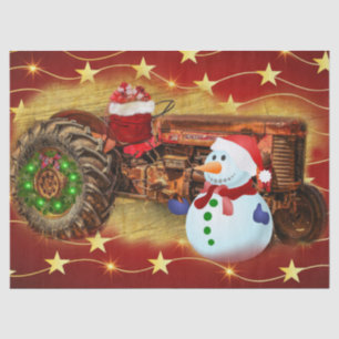 Papel De Seda O Vintage Red Trator Natal de Frosty