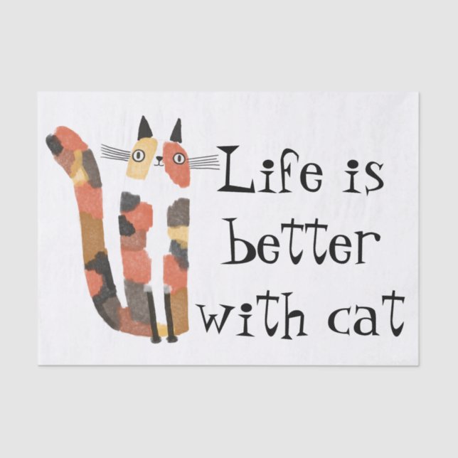 Papel De Seda O vivo é melhor com o gato (Frente )