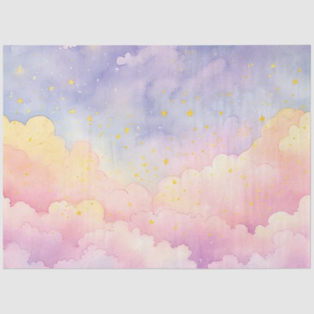 Papel De Seda O Whimsical Pastel Cloud Series Design 9 (Frente )