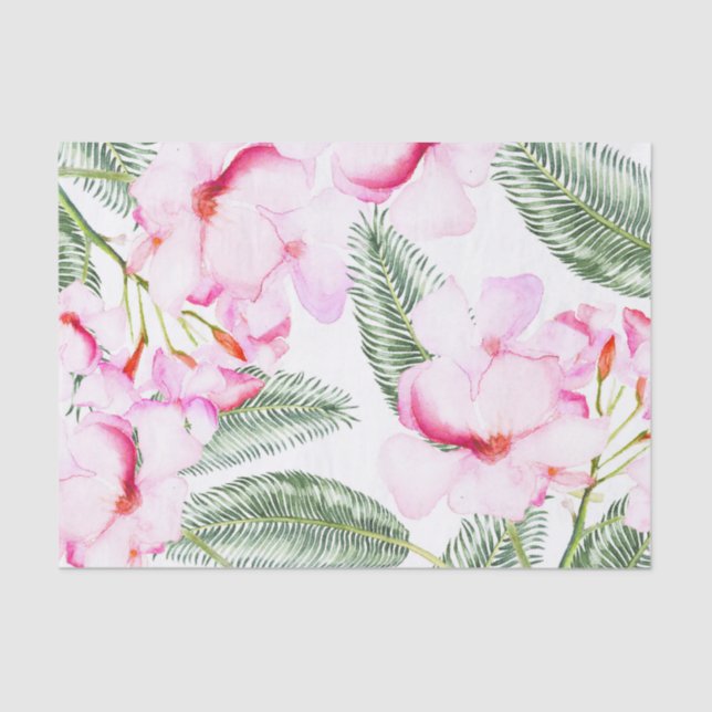 Papel De Seda Oásis Tropical Rosa Verde Floral Havaiano Casament (Frente )