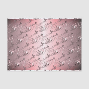 Papel De Seda "Obrigado", escrito à mão, Silvery Rosa Font