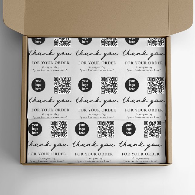 Papel De Seda Obrigado Pacote comercial Logotipo QR (Thank You Business Packaging Logo QR Code Tissue Paper)
