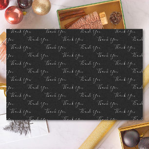 Papel De Seda Obrigado Texto Personalizado Preto E Branco