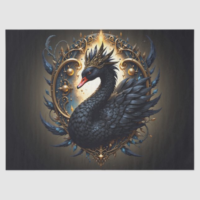 Papel De Seda Obsidian Swan of Silent Grace – Dark Fantasy  (Frente )