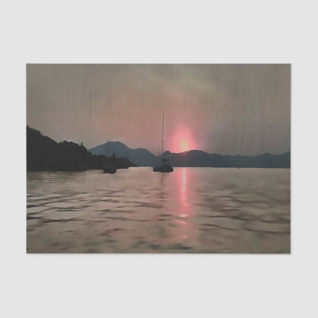 Papel De Seda Ocean Sunset Sailboat Sunset Bozburun Marmaris (Frente )