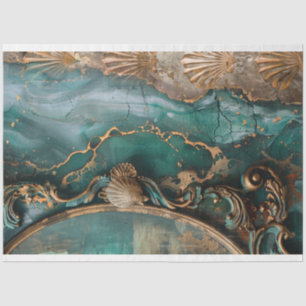 Papel De Seda Oceano Abstrato & Conchas, Arte de Mídia Mista