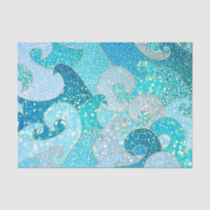 Papel De Seda Oceano azul do ouro da cerceta do Mar do brilho do