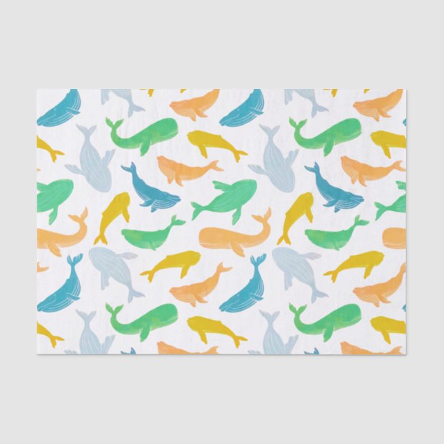 Papel De Seda Oceano Pacífico - Baleia - Cor Navegável Náutica (Frente )