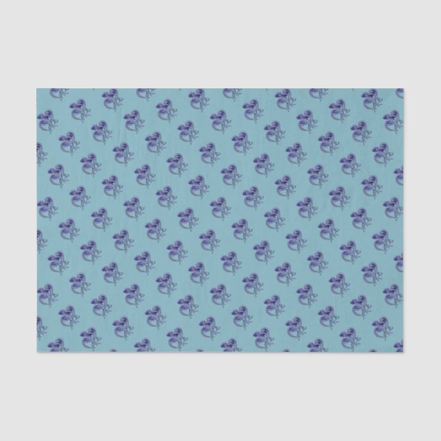 Papel De Seda Octopus azul e branco (Frente )