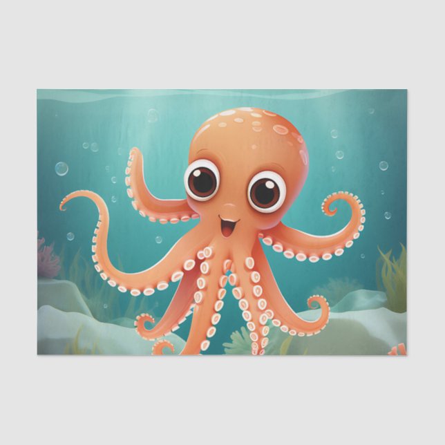 Papel De Seda Octopus de bebê bonito (Frente )