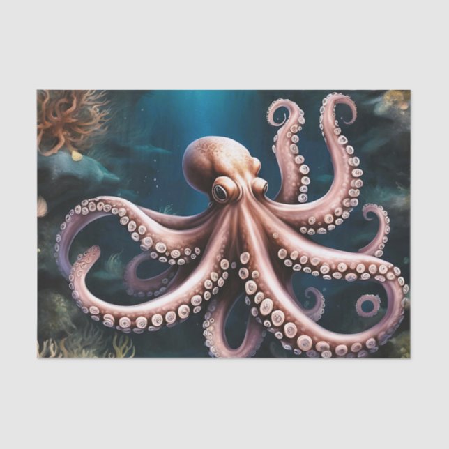Papel De Seda Octopus de Profundidades Surreais (Frente )