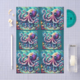 Papel De Seda Octopus Dissociação Costeira de Praia Náutica