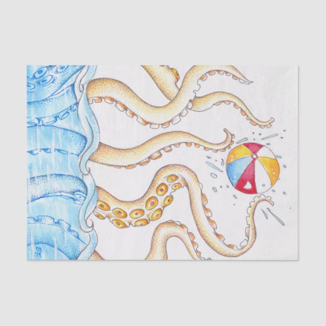 Papel De Seda Octopus Playing Beach Ball (Frente )