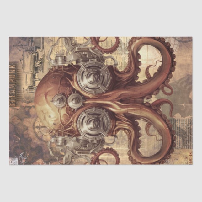 Papel De Seda Octopus Steampunk (Frente )