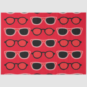 Papel De Seda Óculos de Sol Preto Vermelho Padrão