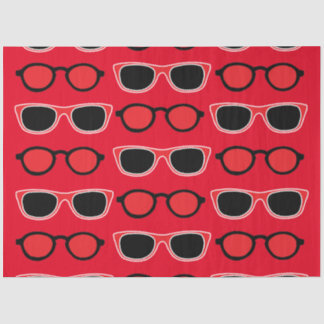Papel De Seda Óculos de Sol Preto Vermelho Padrão