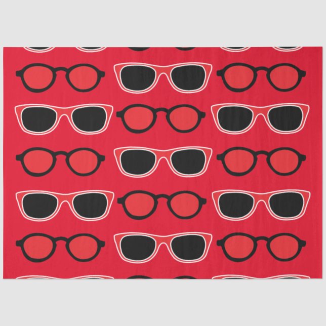 Papel De Seda Óculos de Sol Preto Vermelho Padrão (Frente )