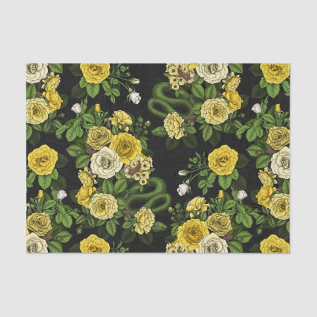 Papel De Seda Oculto nas rosas, amarelo e verde (Frente )